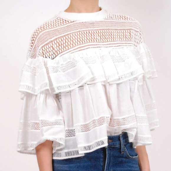 Sea New York Tops - SOLD  New York Baja Lace Ruffled Gypsy Boho Top 2